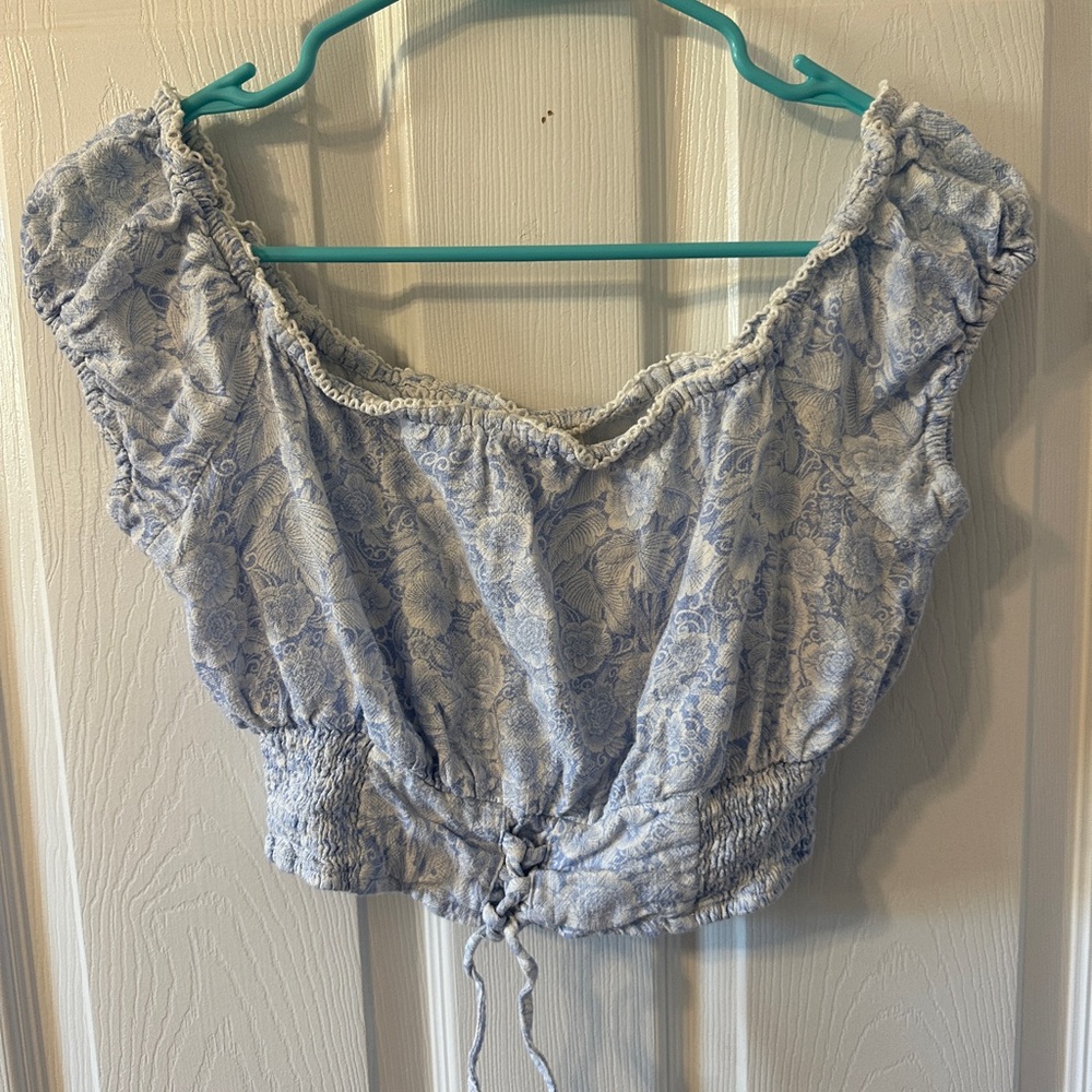 Aeropostale Light Blue Floral Blouse
